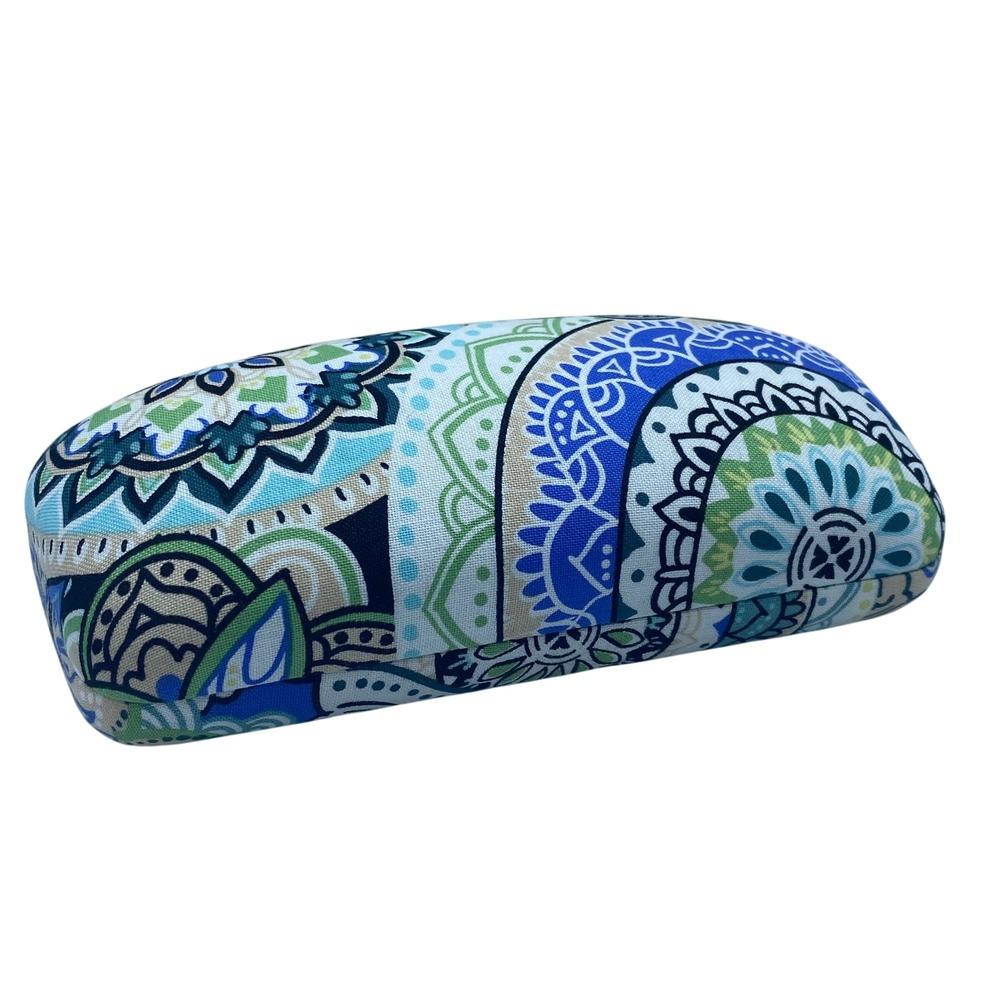 Vera Bradley Blue Green Mandala Paisley Hard Shell Eyeglass Case Clamshell NEW